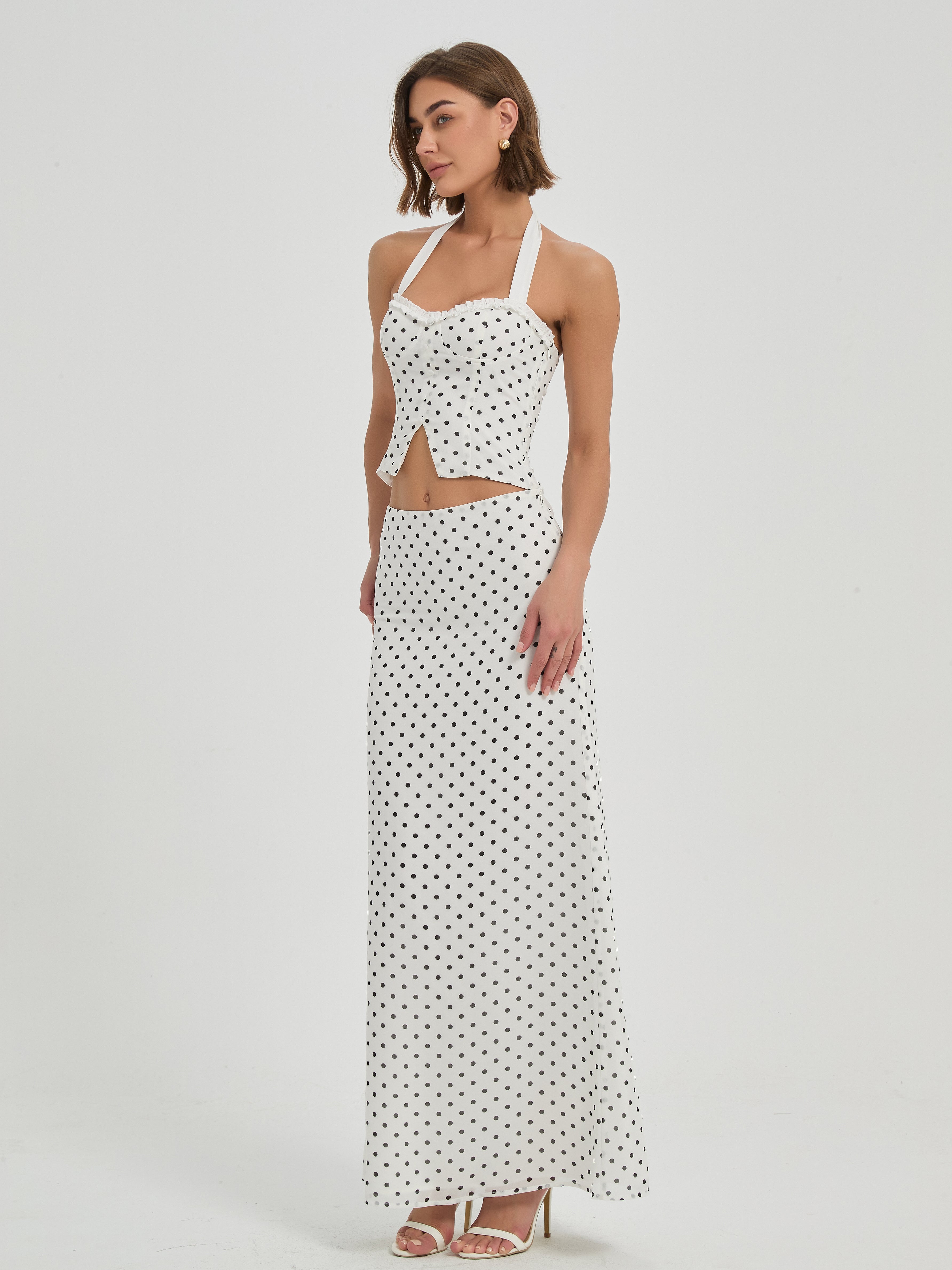 MONICA SET - WHITE/BLACK POLKA