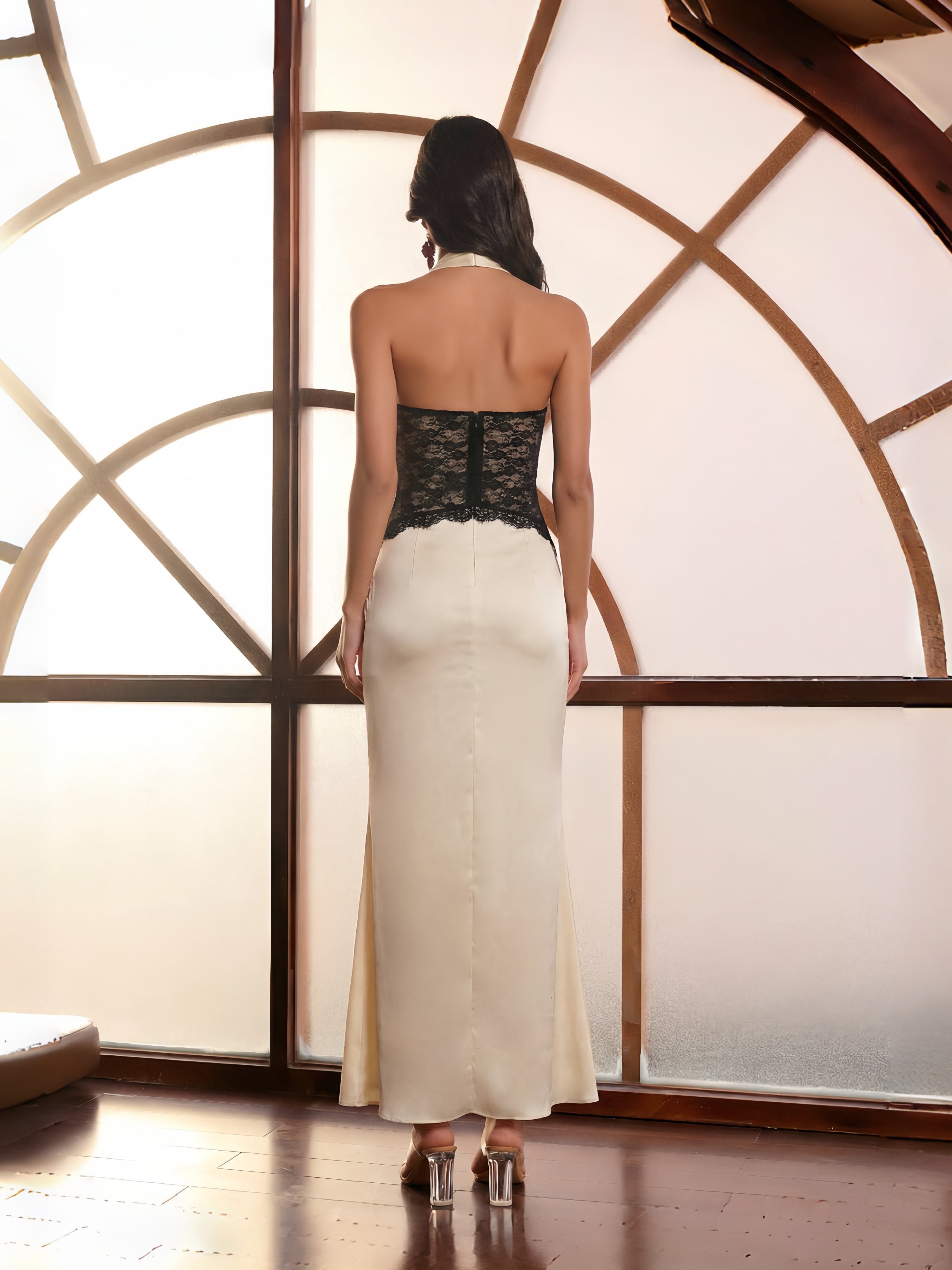 VALENTINA LACE MAXI DRESS - IVORY/BLACK