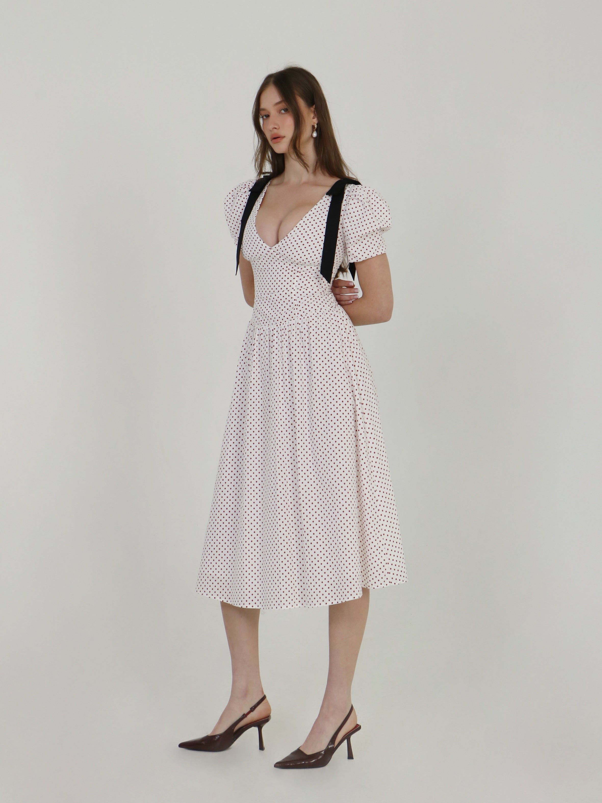 DOTTED AFFAIR MIDI DRESS