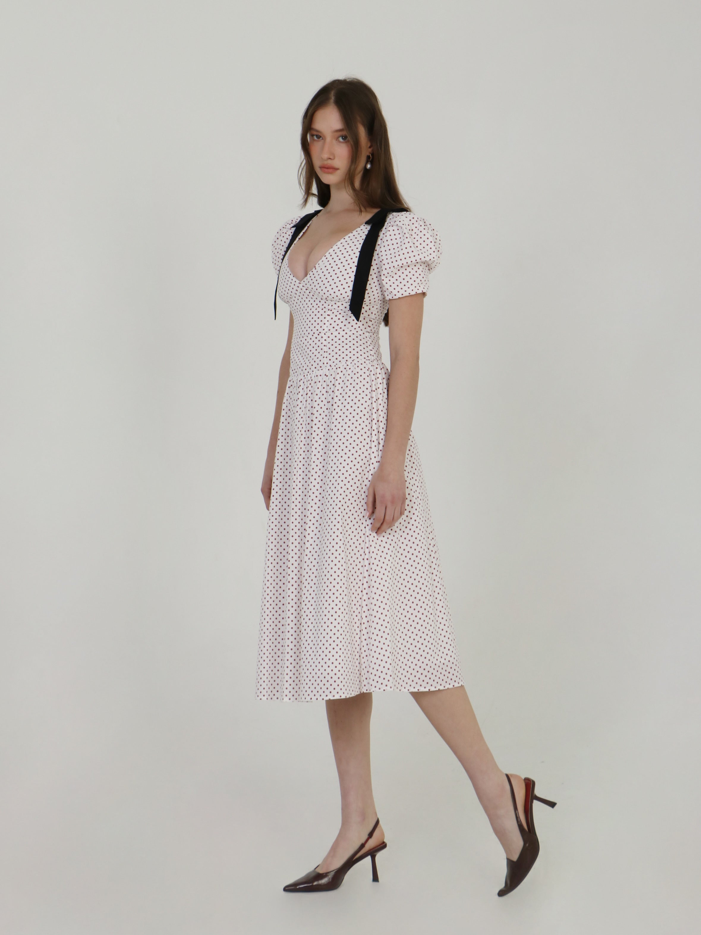 DOTTED AFFAIR MIDI DRESS