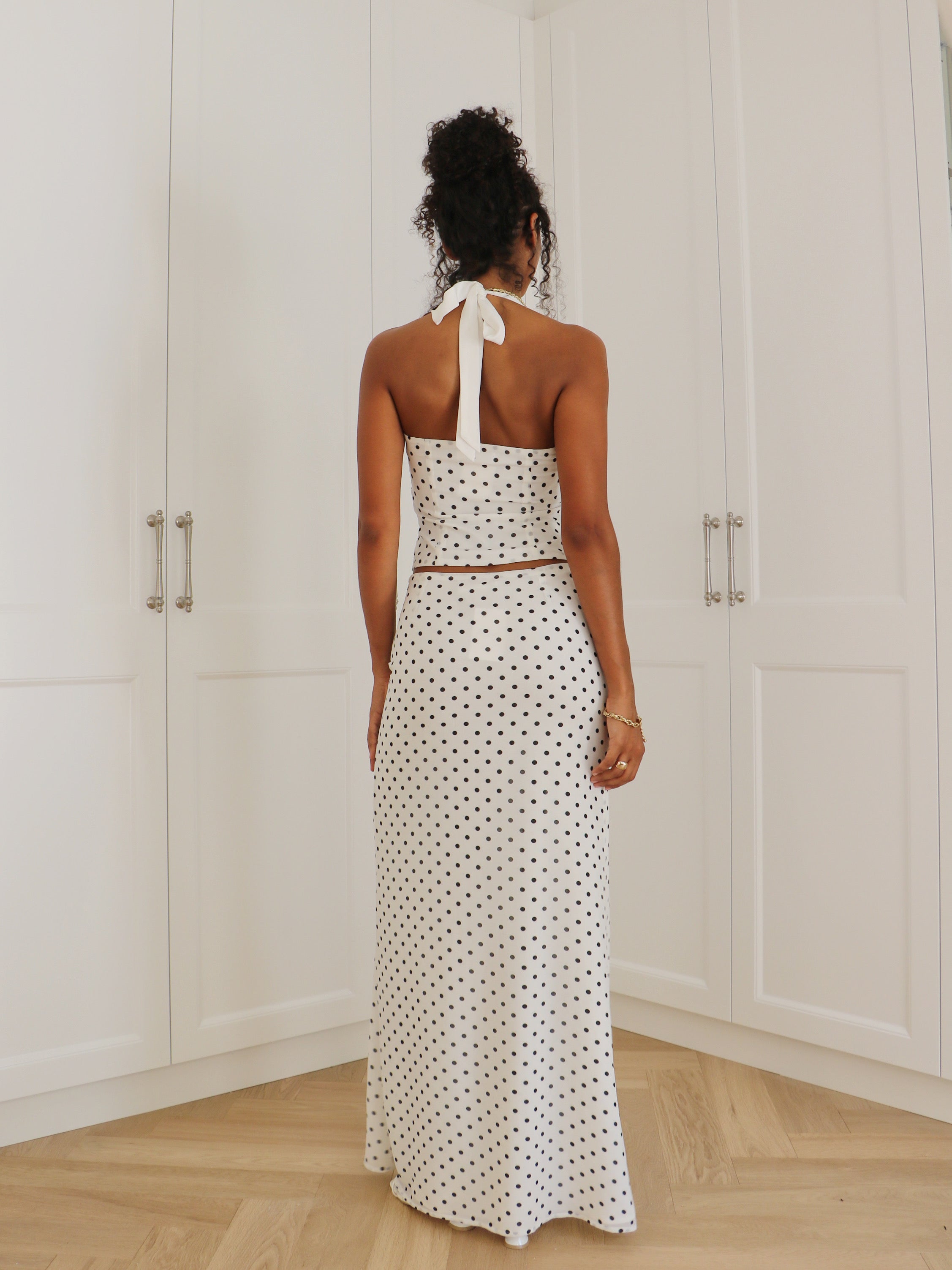 MONICA SET - WHITE/BLACK POLKA