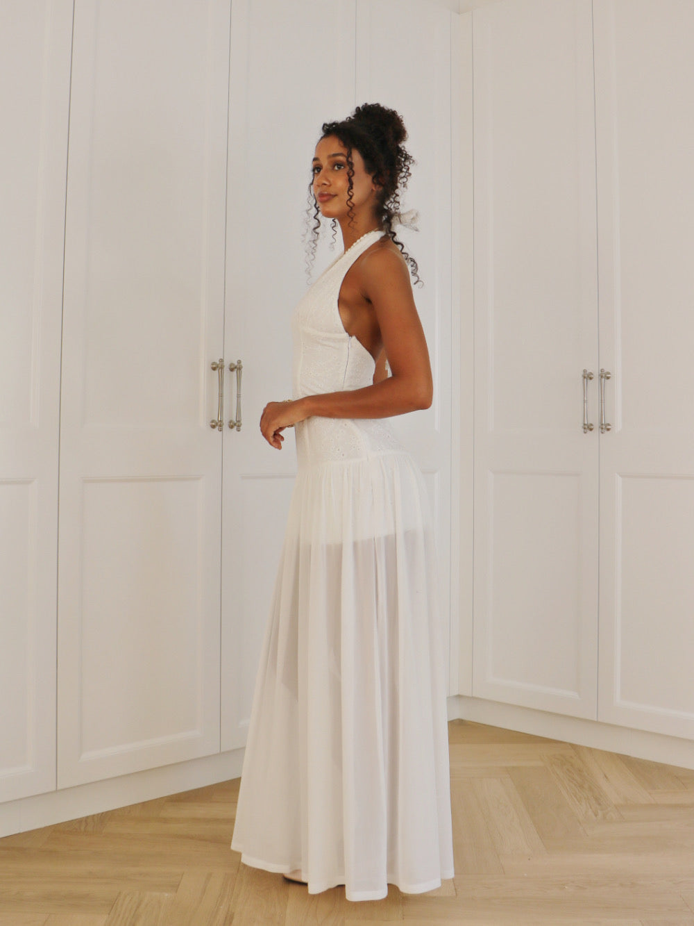 BIANCA HALTER MAXI DRESS - WHITE