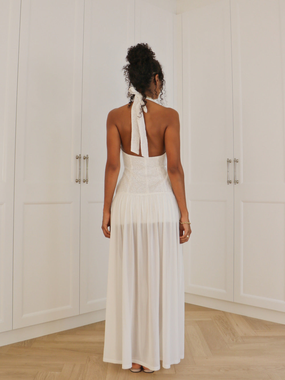 BIANCA HALTER MAXI DRESS - WHITE