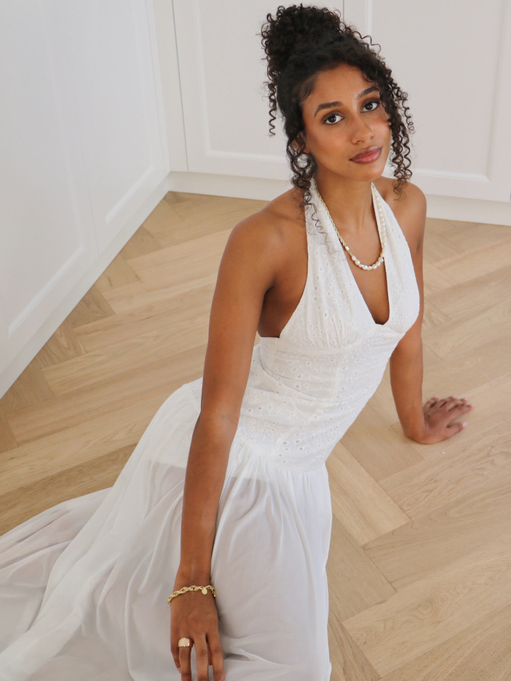 BIANCA HALTER MAXI DRESS - WHITE