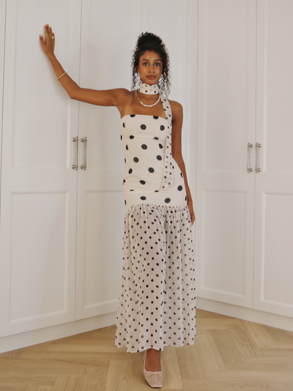 NOIR DOT MAXI DRESS - BLACK/WHITE POLKA