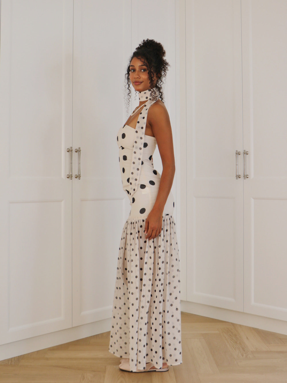 NOIR DOT MAXI DRESS - BLACK/WHITE POLKA