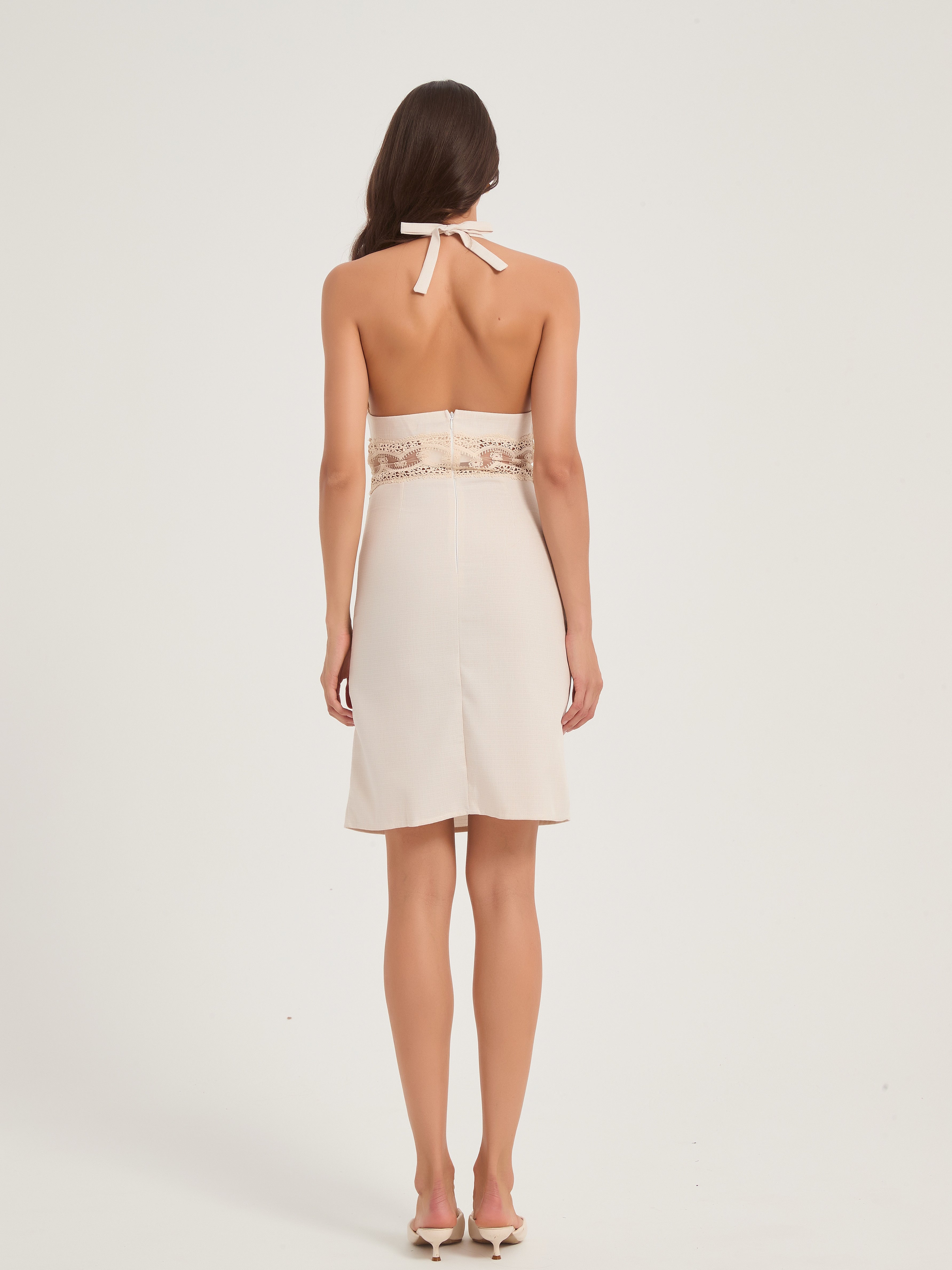 CELESTE LACE HALTER DRESS