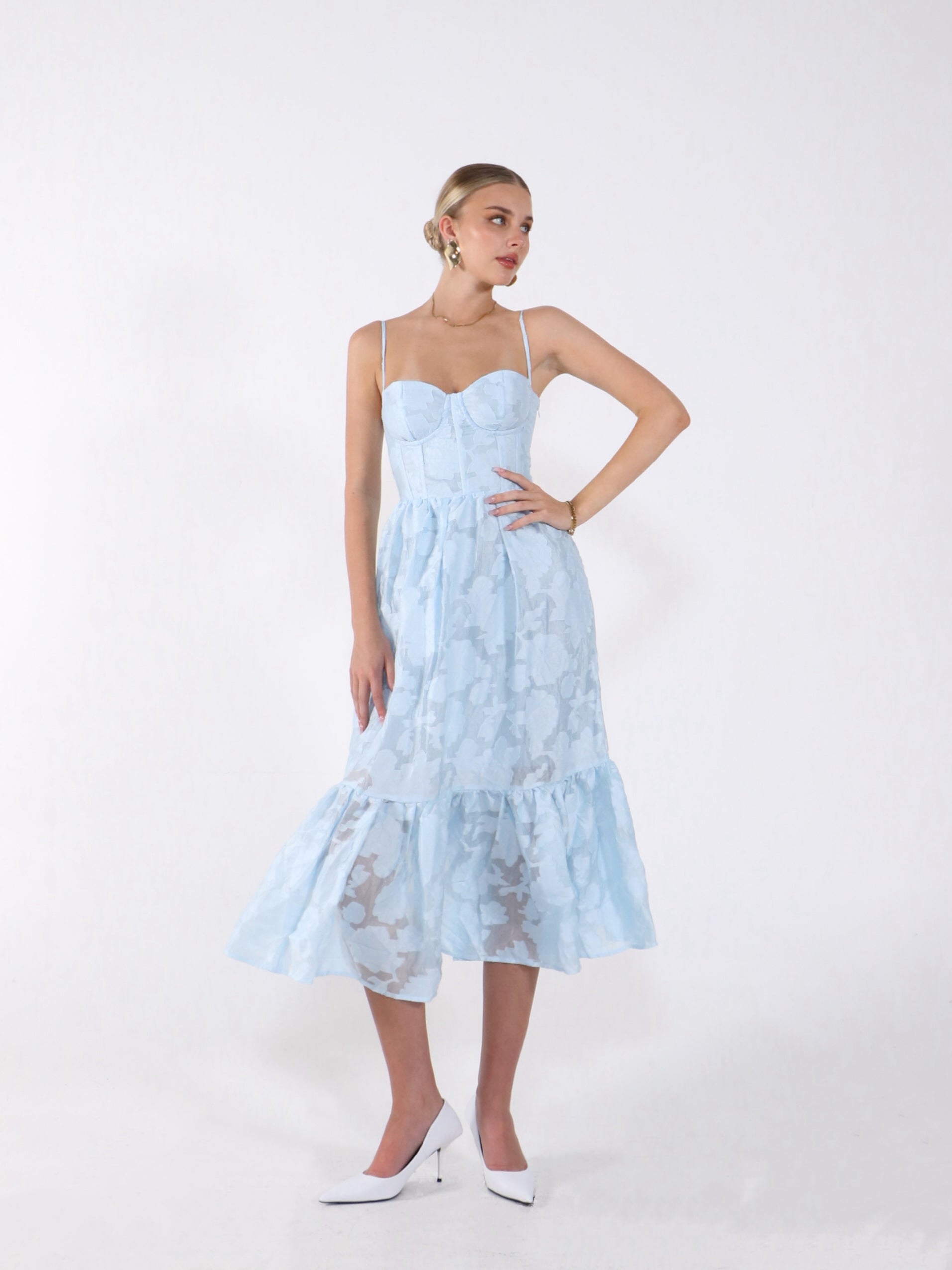 ÉLOISE LACE-UP MIDI DRESS