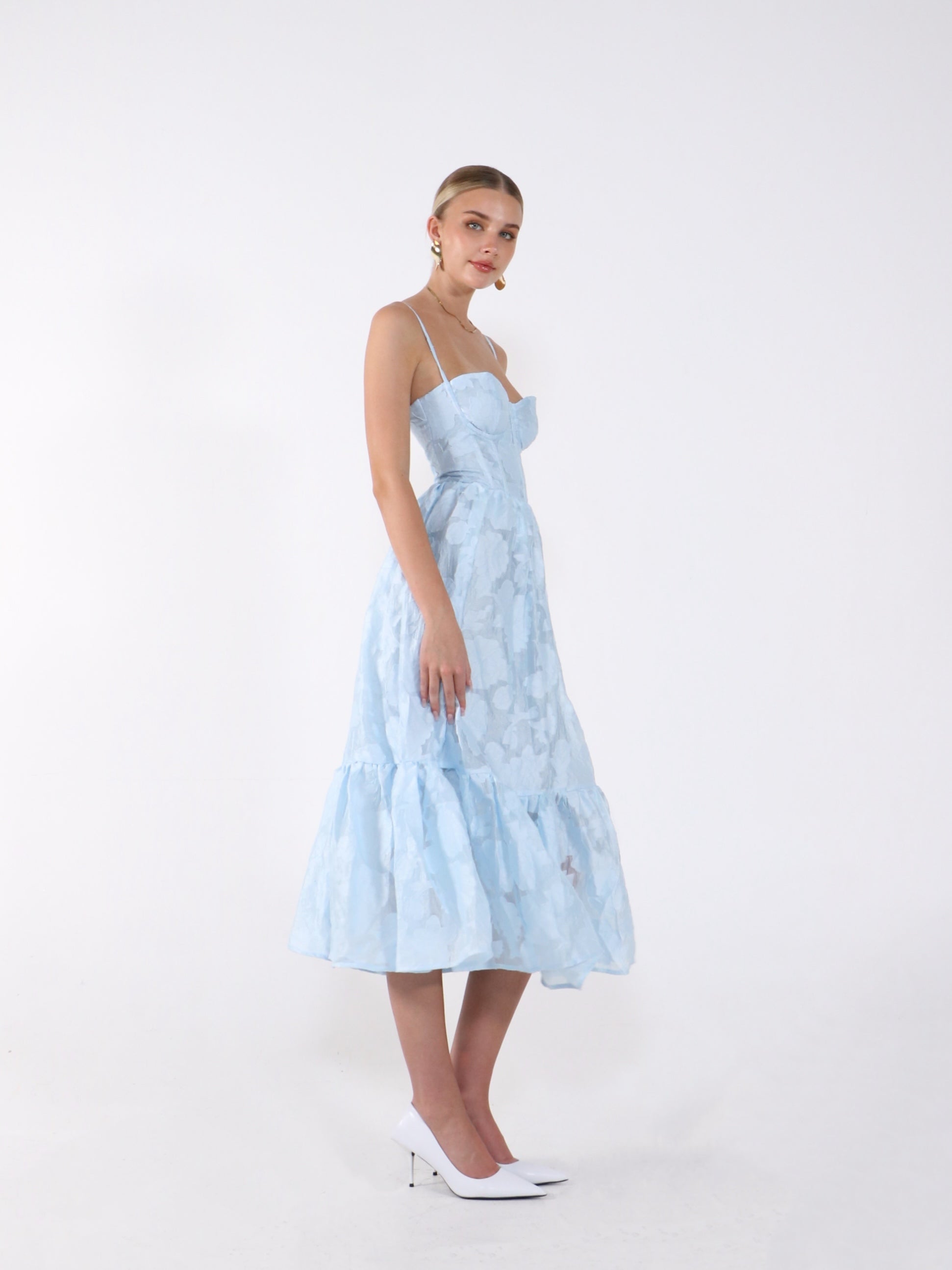 ÉLOISE LACE-UP MIDI DRESS