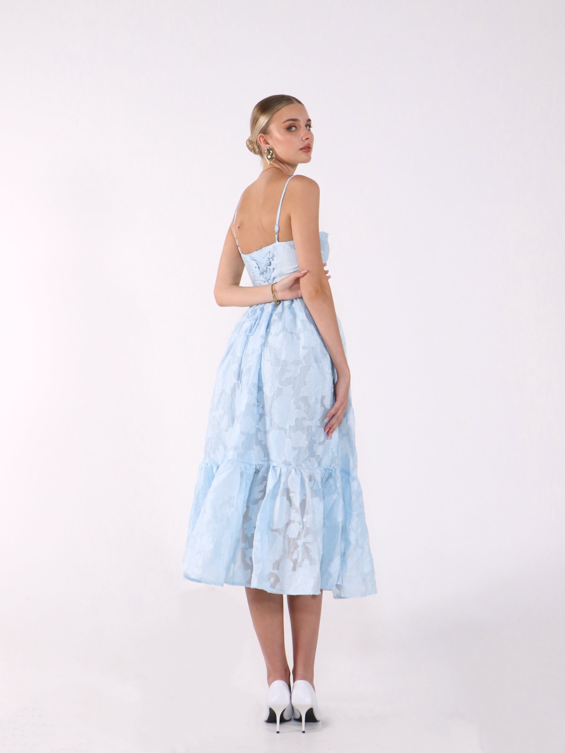 ÉLOISE LACE-UP MIDI DRESS