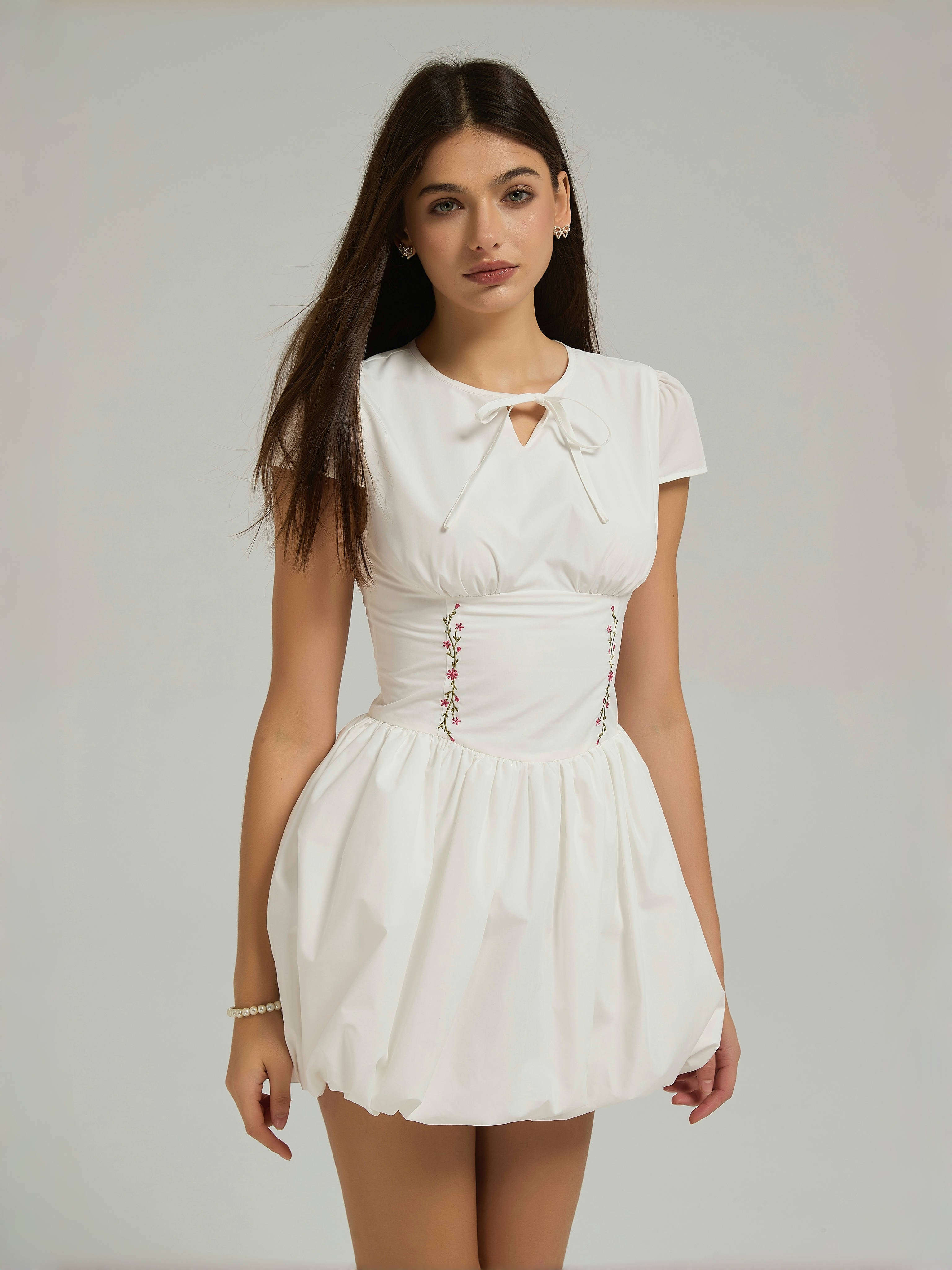 ELODIE PUFF MINI DRESS - WHITE
