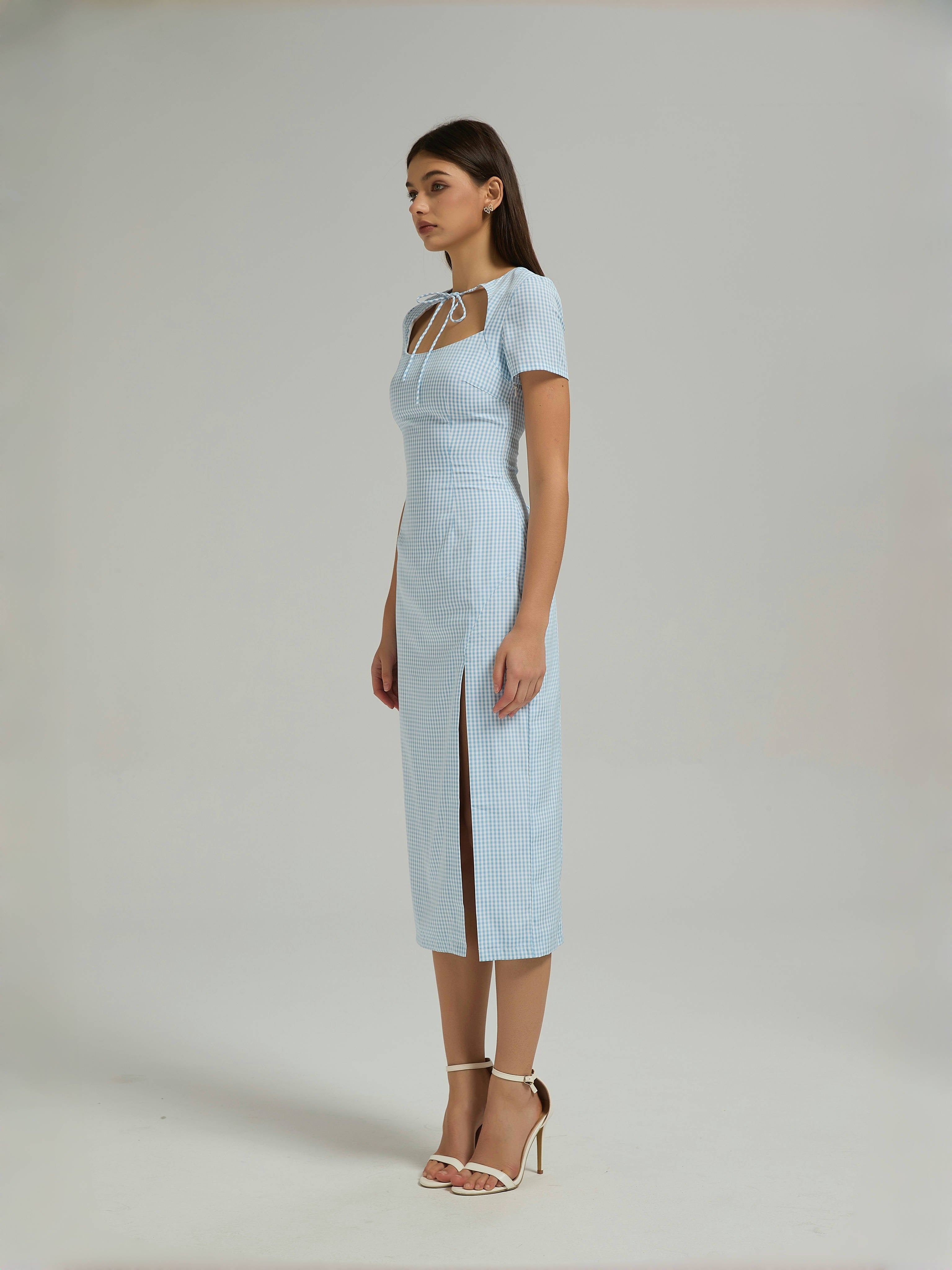 SOPHIE MIDI DRESS - POWDER BLUE