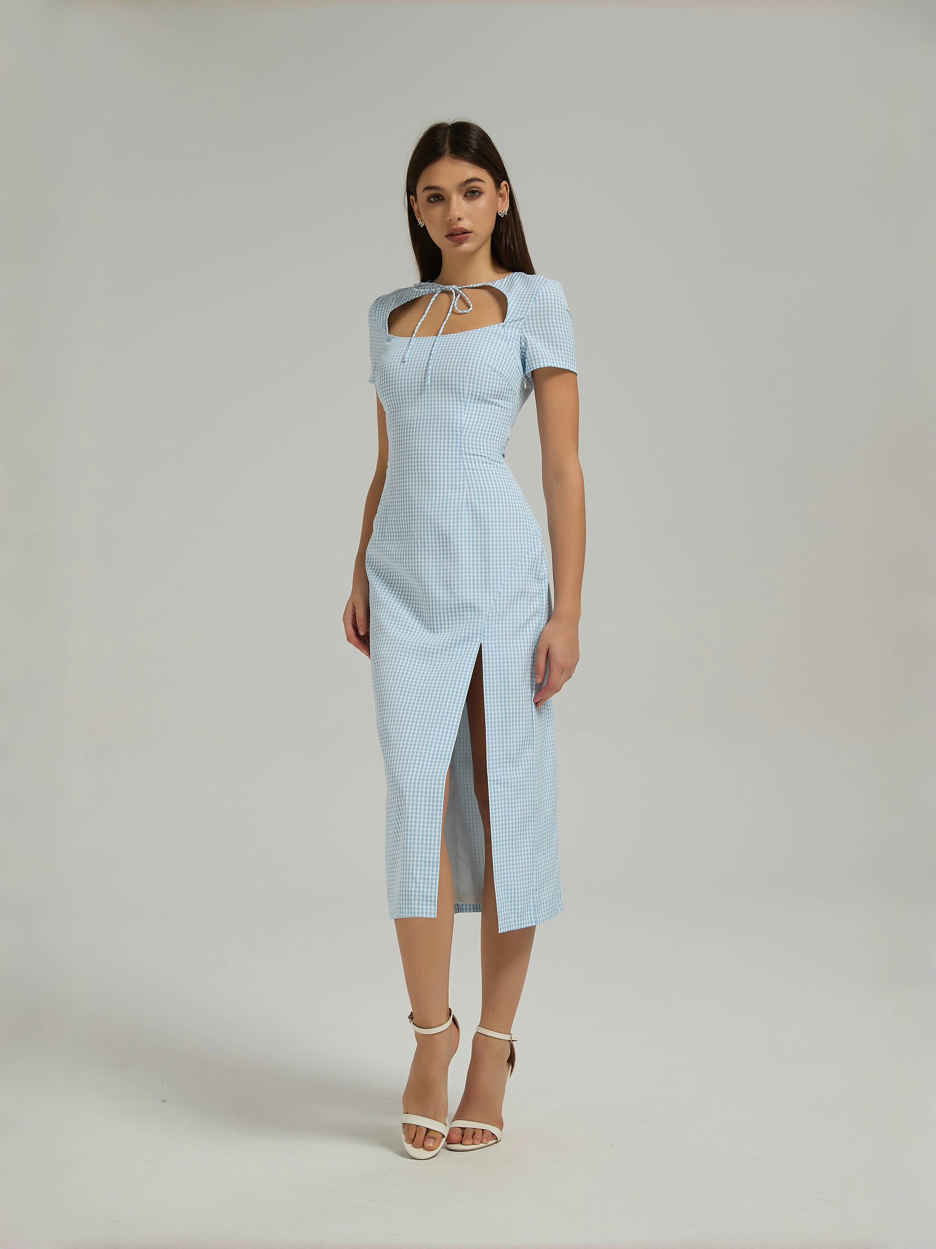 SOPHIE MIDI DRESS - POWDER BLUE
