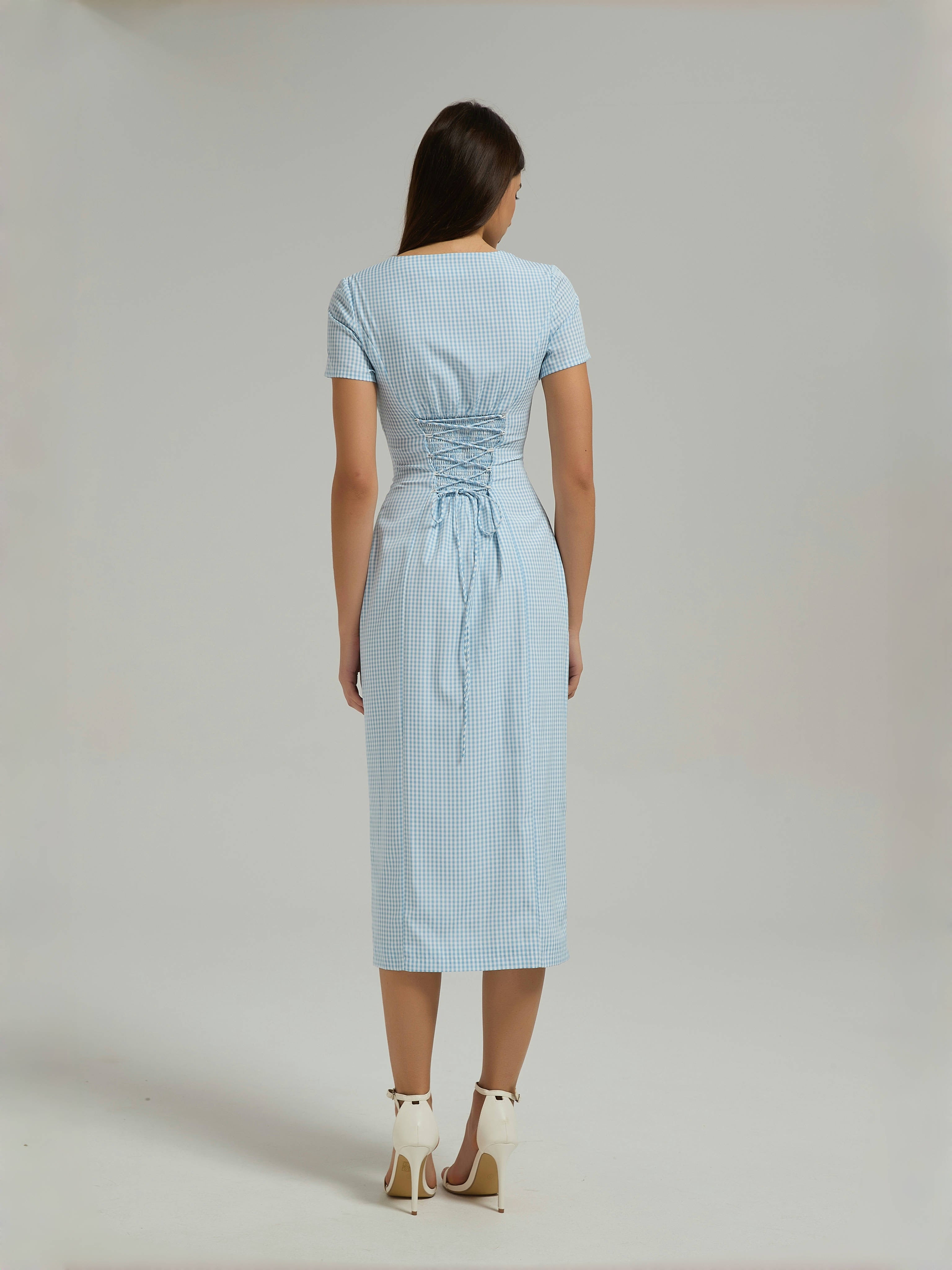 SOPHIE MIDI DRESS - POWDER BLUE